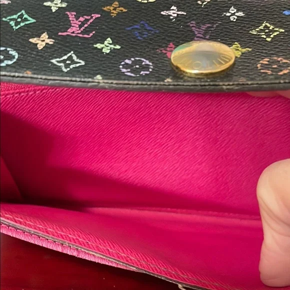 🔥sale 75$LOUIS VUITTON EUC Black with Multicolor Monogram Wallet. Authentic!❤️ - Picture 9 of 11